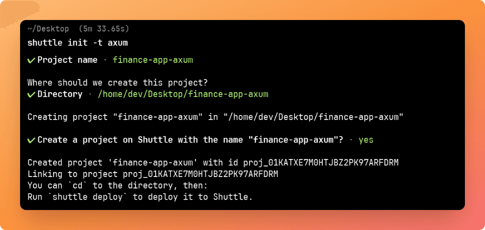 Shuttle init command