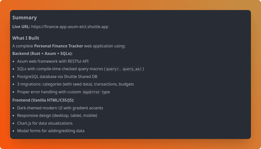 Deployment summary
